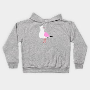 Pink Gull Standing Kids Hoodie